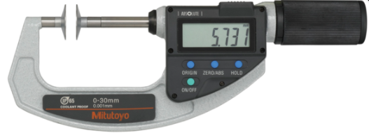 Mitutoyo 369-422-20 Digital Disc Micrometer QuickMike, IP65 Inch/Metric, 1-2.2", Disk=20mm