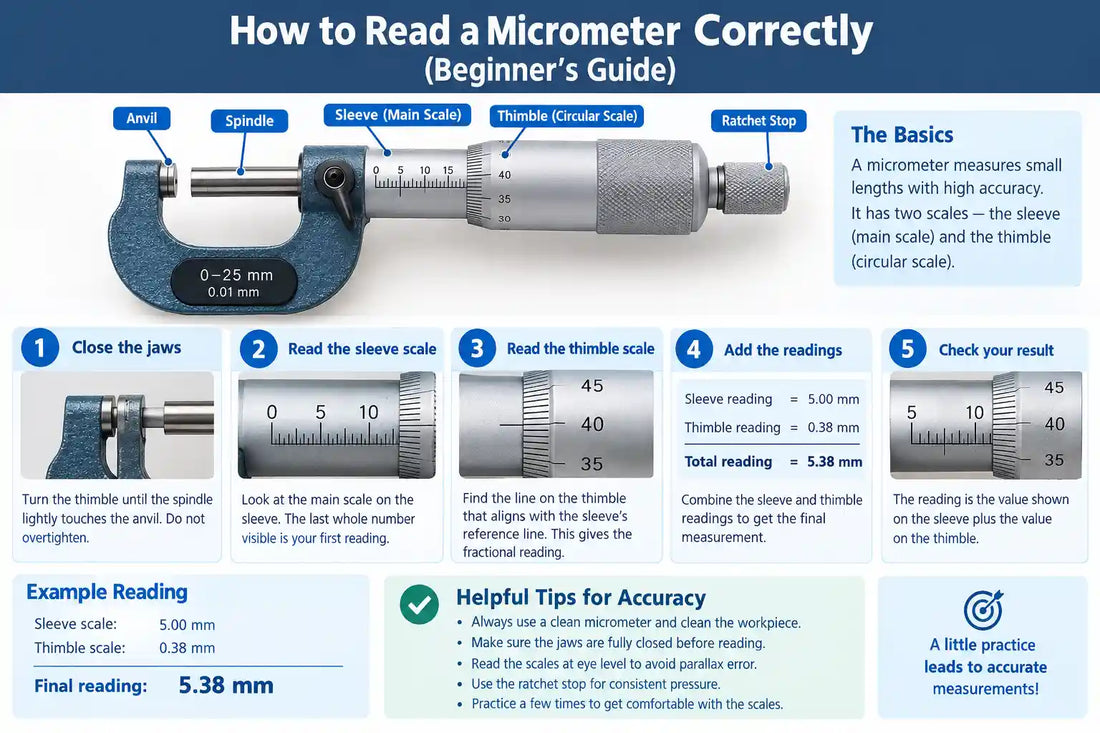How to Read a Micrometer Correctly (Beginner’s Guide)