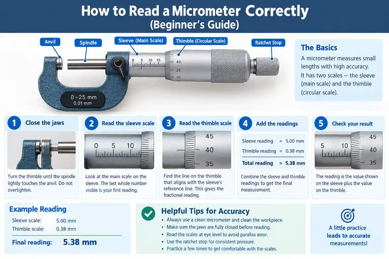 How to Read a Micrometer Correctly (Beginner’s Guide)