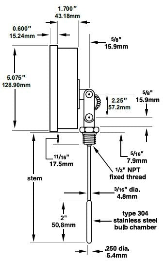 Palmer Wahl 1050_Dial | 1050 Series Rigid Stem Direct Drive Dial Thermometer | 5 in, 1/2 in NPT - generaltechuae (3)