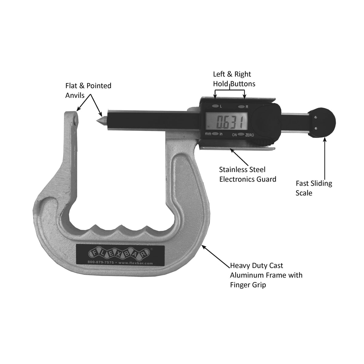 Flexbar 15785-DR | Electronic Deep Throat Micrometer | 0-2.400 in, 3.3 in Depth - generaltechuae (3)