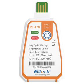 Elitech RC-17N | Disposable Single-Use NFC Temperature Recorder Data Logger USB |  PDF Report 2-Color Indicator
