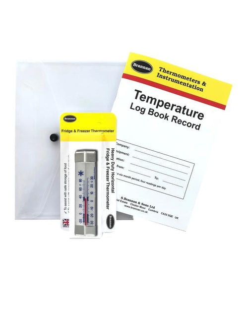 Brannan 22/495/3 | Temperature Log Book Kit | Horizontal Fridge/Freezer Thermometer - generaltechuae