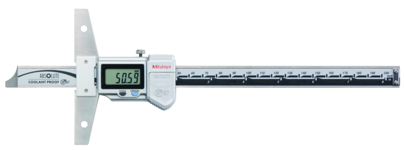Mitutoyo 571-262-20 Digimatic Coolant Proof Depth Gauge 0 - 200 mm (0 - 8"), Resolution 0.01 mm (.0005")