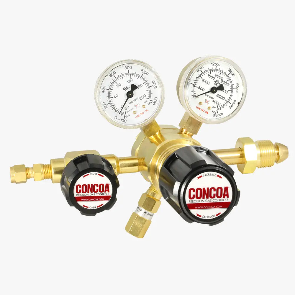 CONCOA 412 Series | Two Stage Brass Regulator | Brass Barstock, 3000 PSIG Inlet