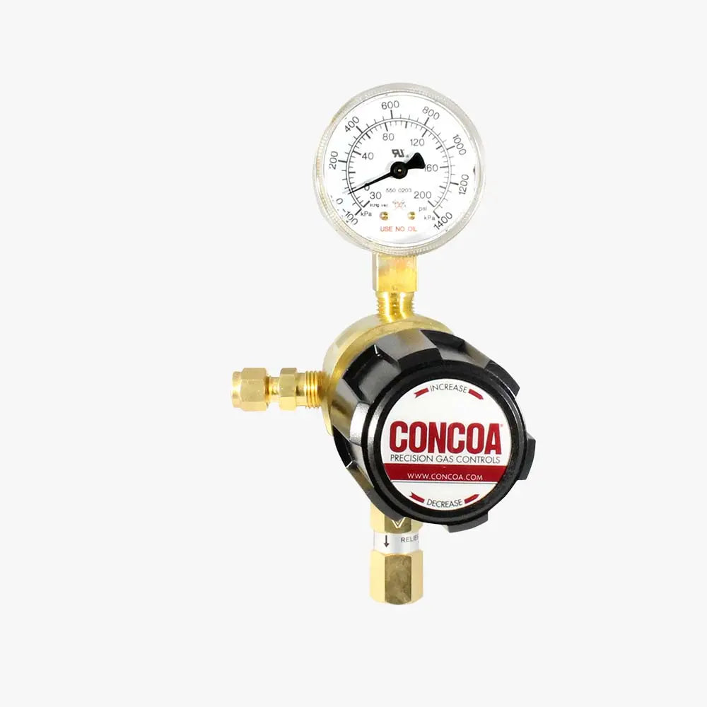 CONCOA 435 Series | Bare Brass Line Regulator | Brass Barstock, Full Cylinder Rating