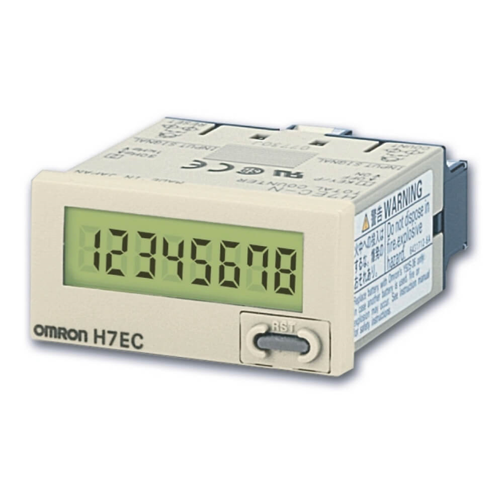 OMRON H7EC-N | Total counter, 1/32DIN (48 x 24 mm), self-powered, LCD, 8-digit, 30cps/1kcps, no-V input, grey case