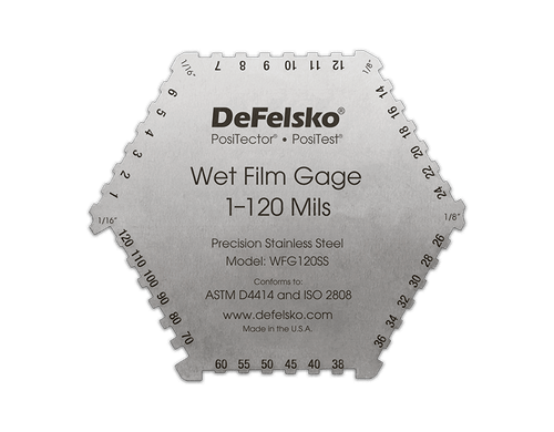 DeFelsko WFG120SS | Stainless 6-Sided Wet Film Thickness Gage | 1–120 mils - generaltechuae