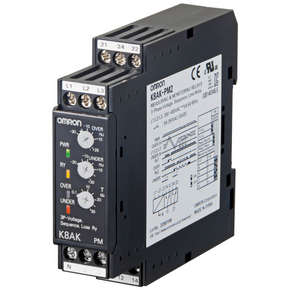 OMRON K8AK-PM2 | Monitoring relay 22.5mm wide, sim. monitoring of over-/under-voltage, phase sequ. & loss in 3phase 3wire & 4 wire sys.