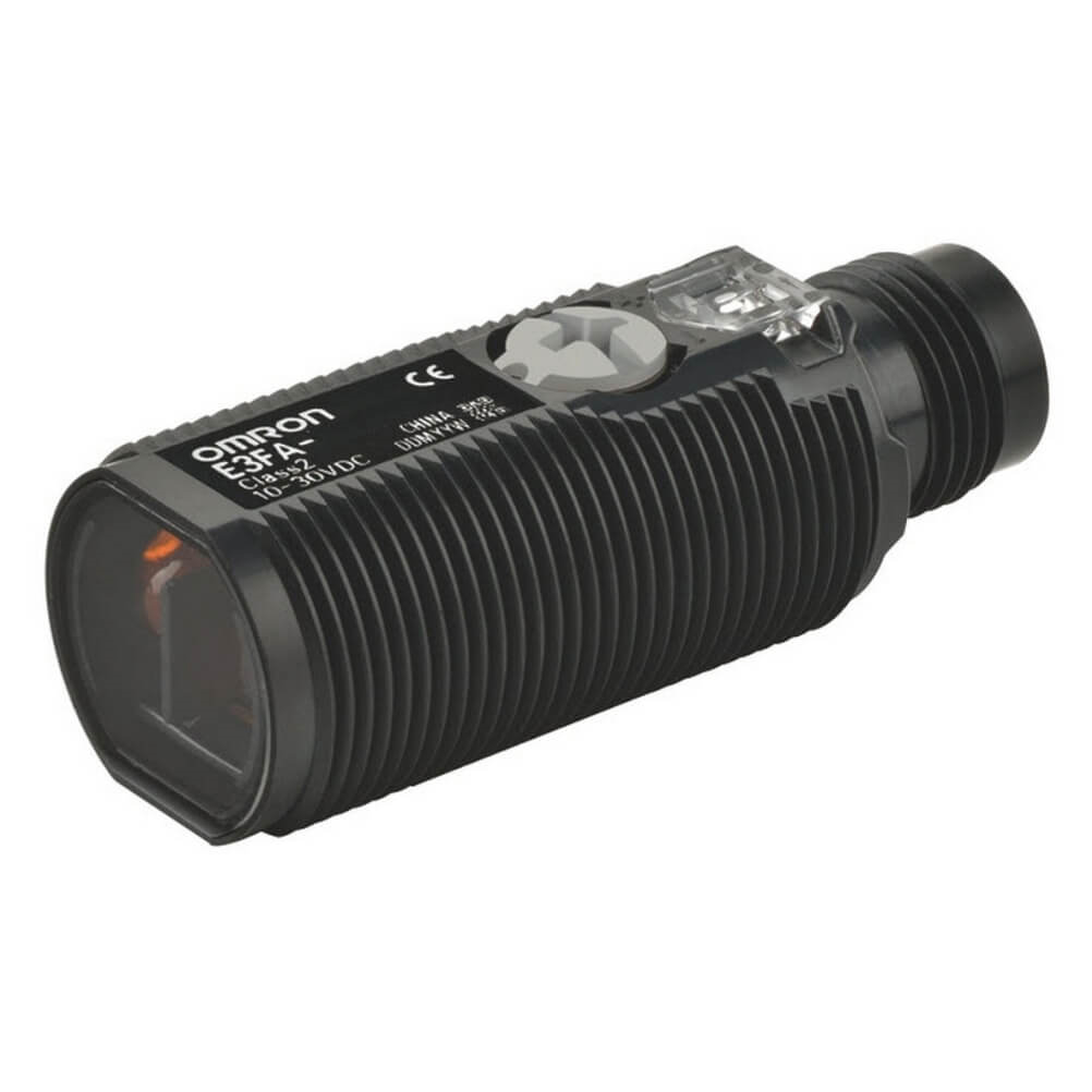 OMRON E3FA-RP21 | Photoelectric sensor, M18 axial, plastic body, red LED, retro-reflective, 0.1-4m, PNP, L-ON/D-ON selectable, M12 connector