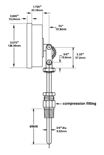 Palmer Wahl 950_Dial | 950 Series Rigid Stem Dial Thermometer | 1/2 in NPT Union, 3/8 in Stem - generaltechuae (2)