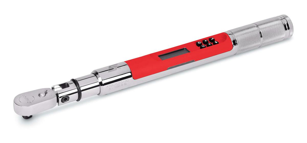 Snap-on ATECH2FS100 | TechAngle Flex-Head Electronic Torque Wrench | 3/8 in Drive, 5–100 ft-lb