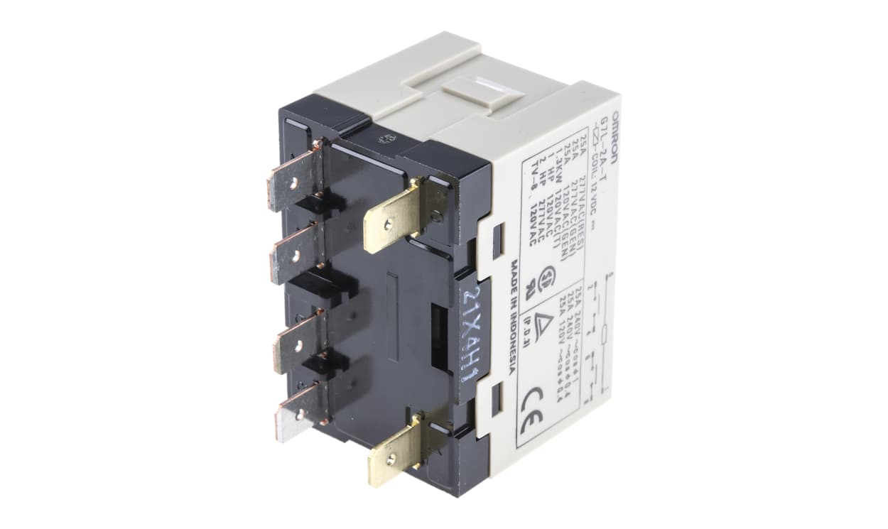 Omron G7L-2A-T DC12, Panel Mount Power Relay, 12V dc Coil, 25A Switching Current, DPST - generaltechuae