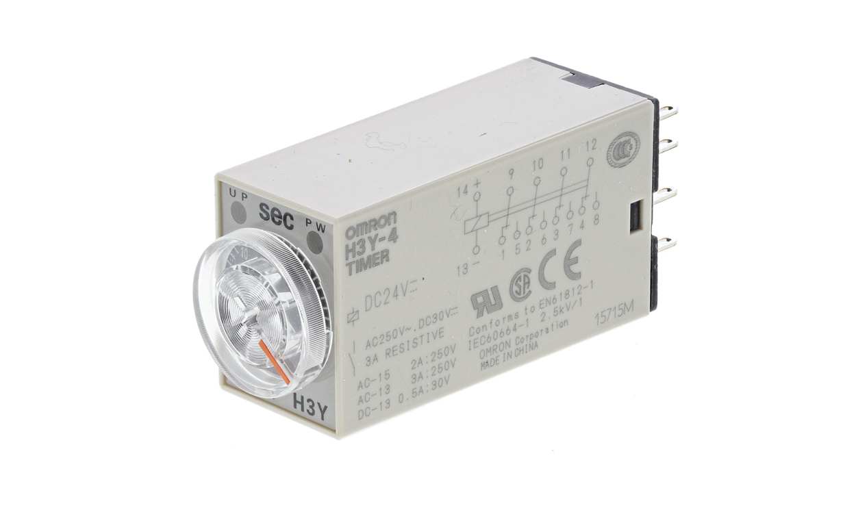Omron H3Y-4 DC24 30S, H3Y-4 Series DIN Rail, Surface Mount Timer Relay, 24V dc, 4-Contact, 1 → 30s, 1-Function, 4PDT - generaltechuae