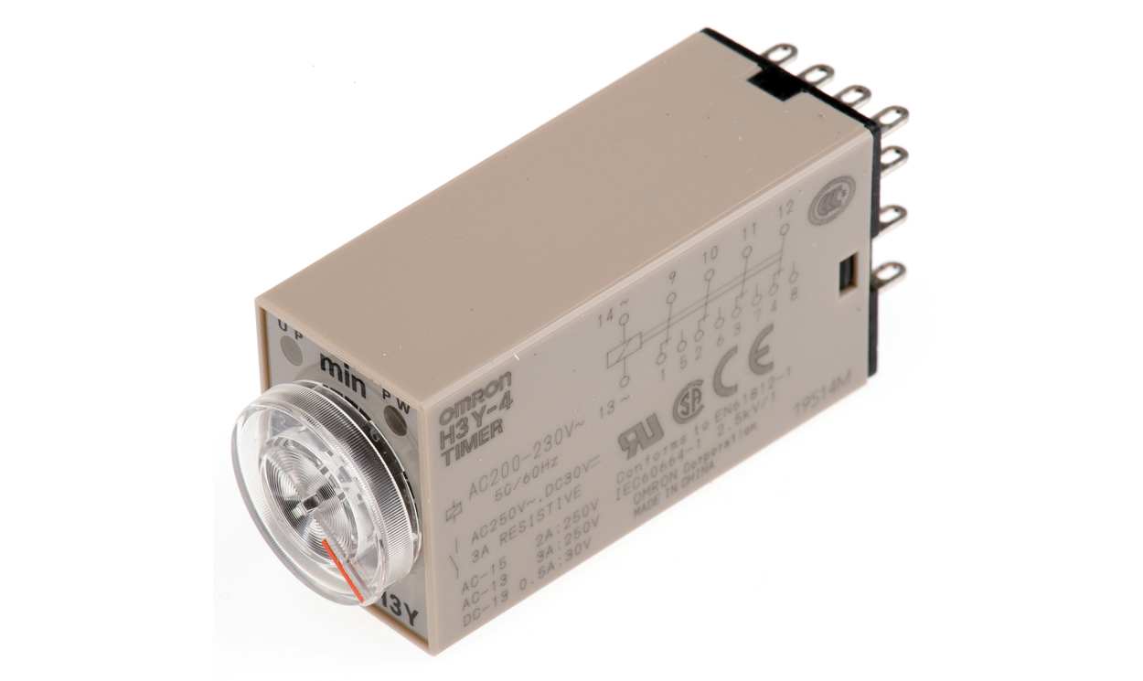 Omron H3Y-4 AC200-230 10M, H3Y Series DIN Rail, Surface Mount Timer Relay, 200 → 230V ac, 4-Contact, 0.5 → 10min, 1-Function, - generaltechuae