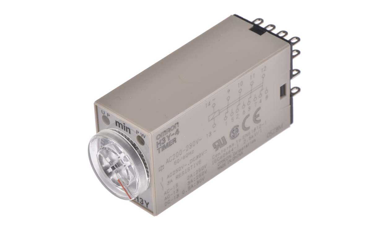 Omron H3Y-4 AC200-230 30M, H3Y-4 Series DIN Rail, Surface Mount Timer Relay, 200 → 230V ac, 4-Contact, 1 → 30min, 1-Function, - generaltechuae