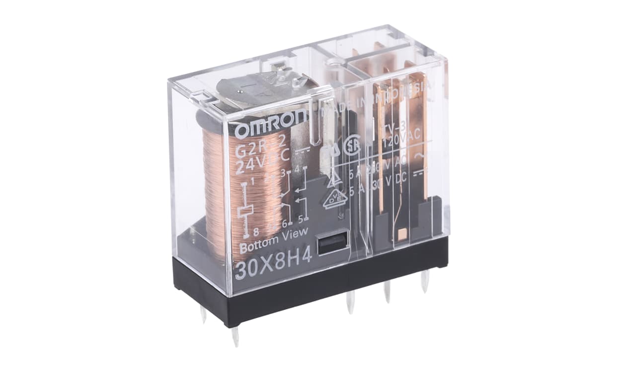 Omron G2R-2 DC24, PCB Mount Power Relay, 24V dc Coil, 5A Switching Current, DPDT - generaltechuae