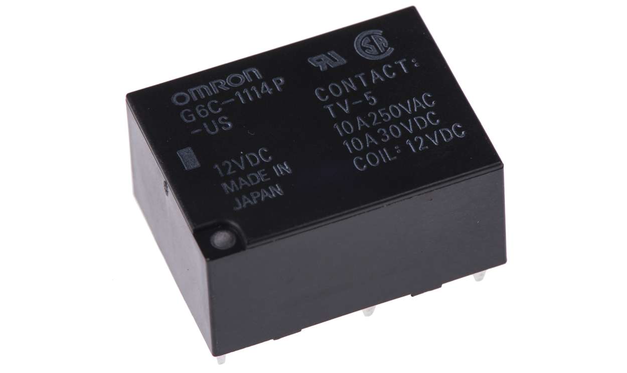 Omron G6C-1114P-US DC12, PCB Mount Power Relay, 12V dc Coil, 10A Switching Current, SPST - generaltechuae
