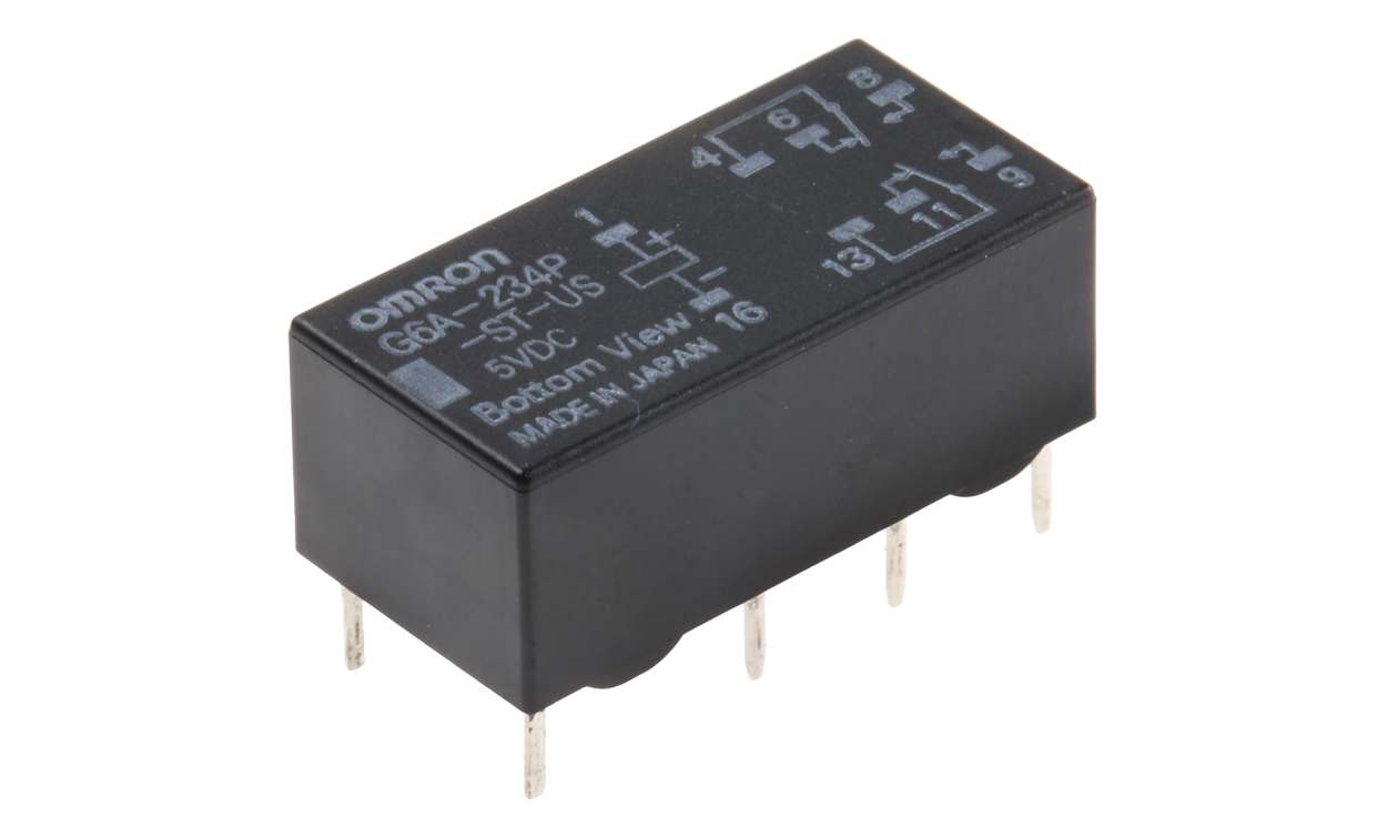 Omron G6A-234P-ST-US DC5, PCB Mount Signal Relay, 5V dc Coil, 2A Switching Current, DPDT