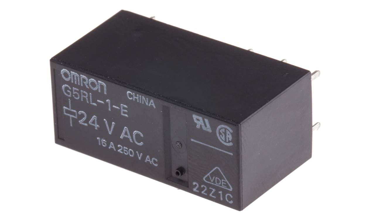 Omron G5RL-1-E AC24, PCB Mount Power Relay, 24V ac Coil, 16A Switching Current, SPDT