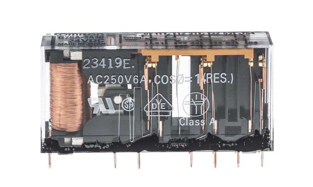 Omron G7SA-3A3B 24VDC, PCB Mount Force Guided Relay, 24V dc Coil Voltage, 6 Pole, 3PDT