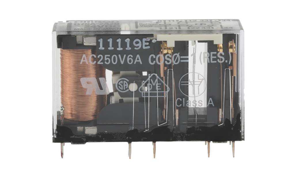 Omron G7SA-2A2B 24VDC, PCB Mount Force Guided Relay, 24V dc Coil Voltage, 4 Pole, DPDT