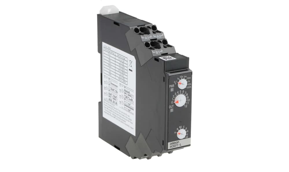 Omron H3DT-L1 24-240VAC/DC, H3DT Series DIN Rail Mount Timer Relay, 24 → 240V ac/dc, 2-Contact, 0.1 s → 1200 h, SPDT