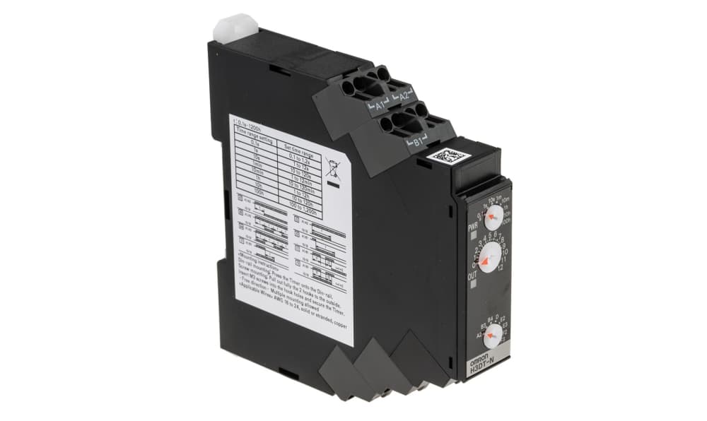 Omron H3DT-N1 24-240VAC/DC, H3DT Series DIN Rail Mount Timer Relay, 24 → 240V ac/dc, 2-Contact, 0.1 s → 100h, SPDT