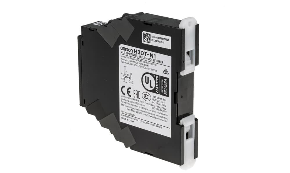 Omron H3DT-N1 24-240VAC/DC, H3DT Series DIN Rail Mount Timer Relay, 24 → 240V ac/dc, 2-Contact, 0.1 s → 100h, SPDT
