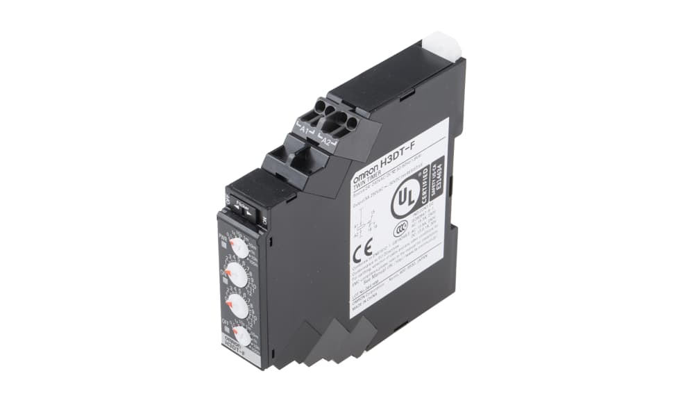 Omron H3DT-F 24-240VAC/DC, H3DT Series DIN Rail Mount Timer Relay, 24 → 240V ac/dc, 2-Contact, 0.1 s → 1200 h, 1-Function, SPDT