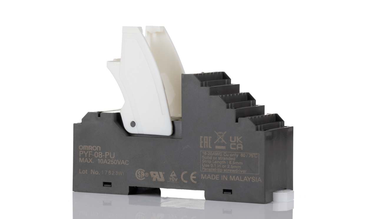 Omron PYF-08-PU, MY2 8 Pin 250V ac DIN Rail Relay Socket, for use with MY Series General Purpose Relay - generaltechuae