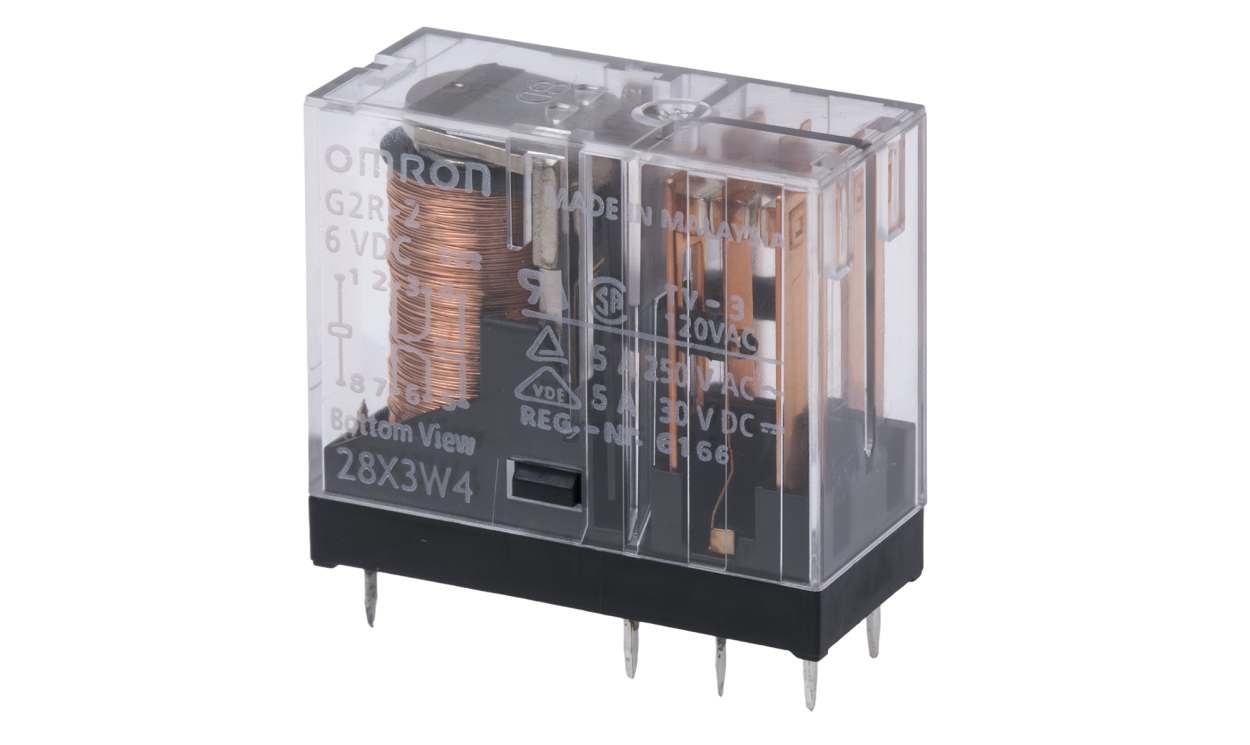 Omron G2R-2 DC6, PCB Mount Power Relay, 6V dc Coil, 5A Switching Current, DPDT - generaltechuae