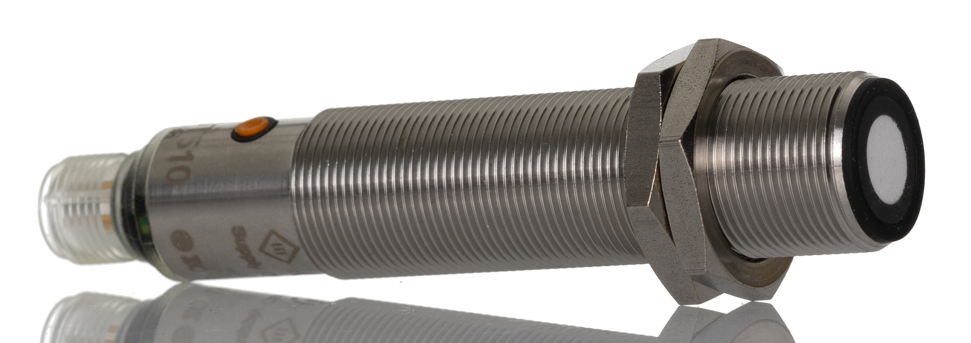 ifm UGT510, Ultrasonic Threaded Barrel Proximity Sensor, M18, 1.6 m Detection, PNP NO/NC, 10 → 30 V dc