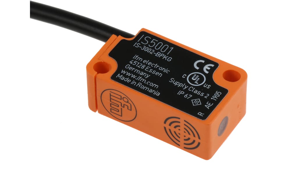 ifm IS5001, Inductive Block Proximity Sensor, 2 mm Detection, PNP NO, 10 → 36 V dc