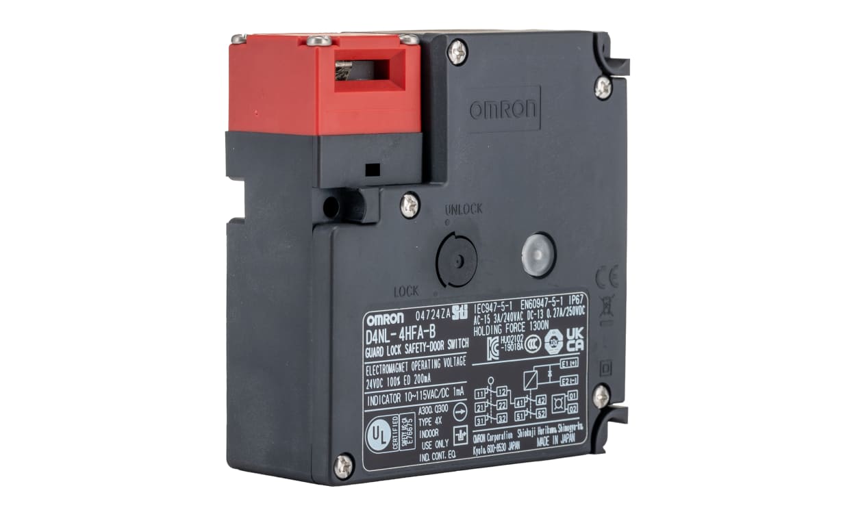 Omron D4NL-4HFA-B, D4NL Series Solenoid Interlock Switch, Power to Unlock, 24V dc, 2NC/3NC