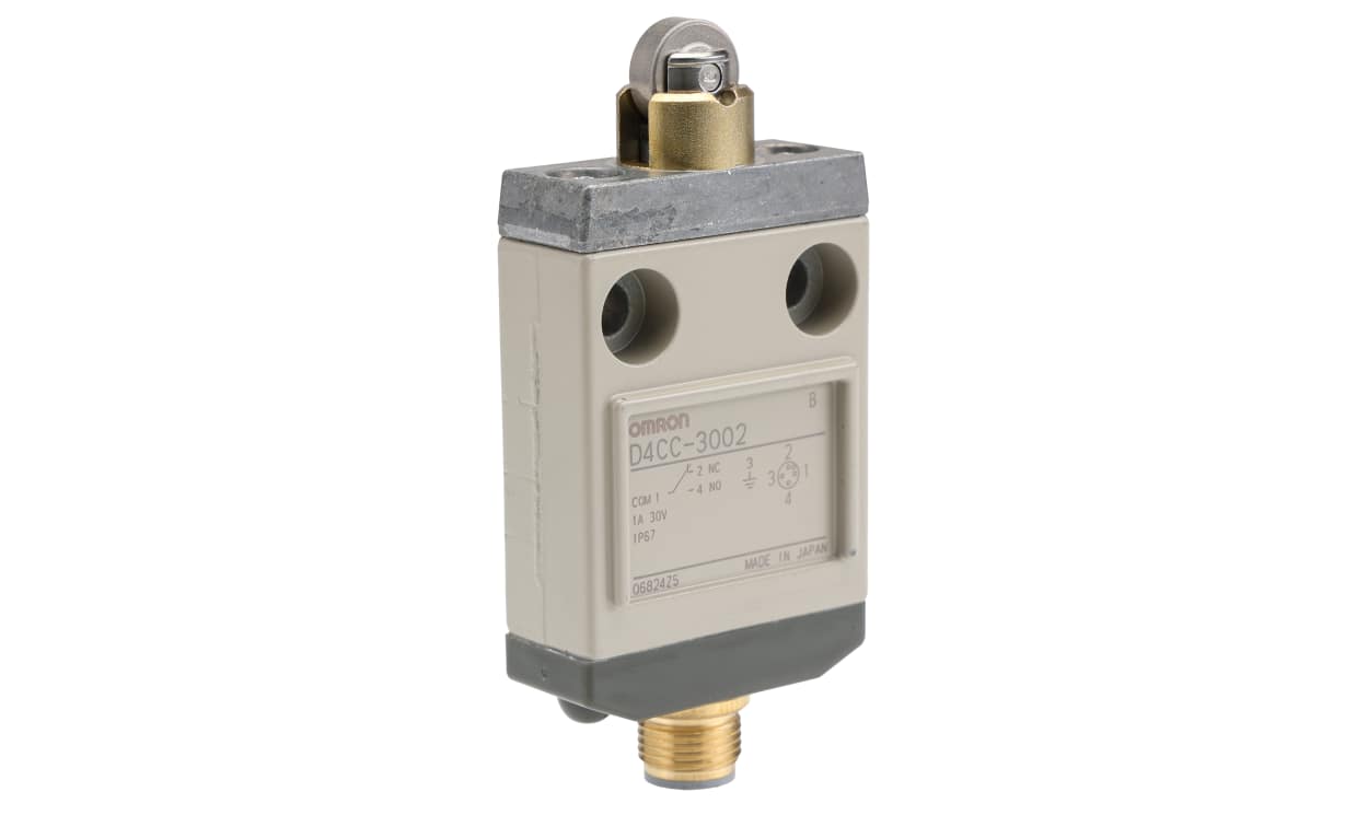 Omron D4CC-3002, Roller Plunger Limit Switch, NO/NC, IP67, SPDT, 1A Max