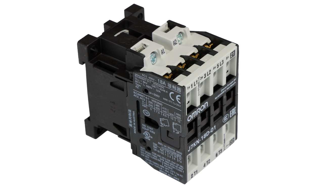 Omron J7KN-18D-01 24, Contactor, 24 V ac Coil, 3-Pole, 18 A, 7.5 kW, 3NO + 1NC - generaltechuae