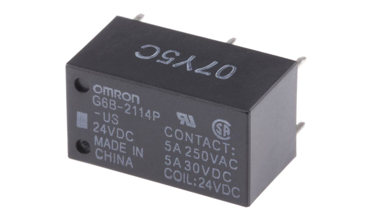 Omron G6B-2114P-US DC24, PCB Mount Power Relay, 24V dc Coil, 5A Switching Current, SPST-NC, SPST-NO - generaltechuae