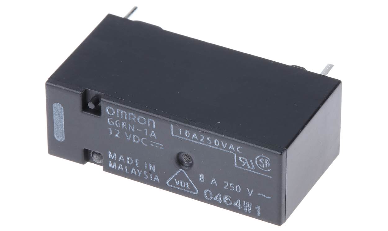 Omron G6RN-1A DC12, PCB Mount Power Relay, 12V dc Coil, 8A Switching Current, SPST