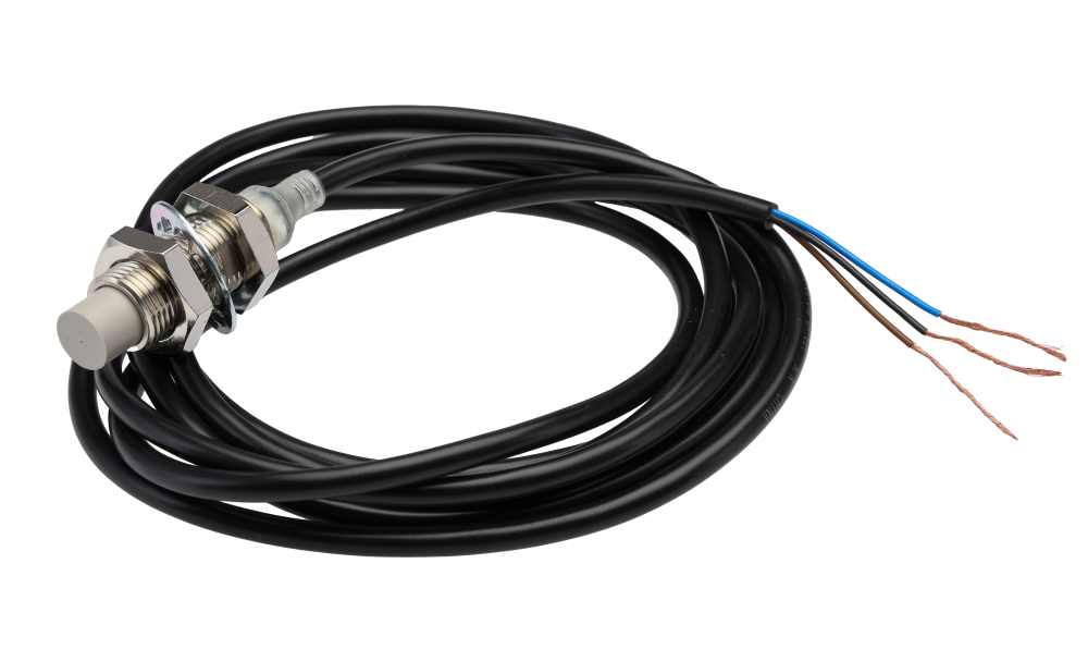 Omron E2E-X8MC112 2M, Inductive Threaded Barrel Proximity Sensor, M12, 8 mm Detection, NPN NO, 10 → 30 V dc