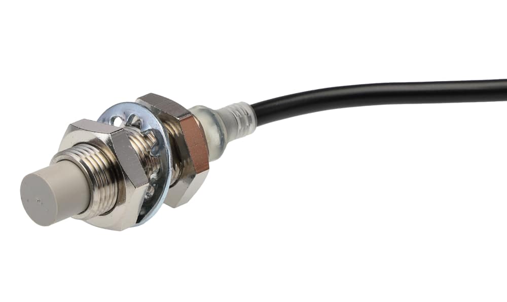 Omron E2E-X8MC112 2M, Inductive Threaded Barrel Proximity Sensor, M12, 8 mm Detection, NPN NO, 10 → 30 V dc