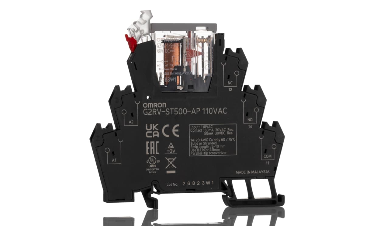 Omron G2RV-ST500-AP 110VAC, G2RV-ST Series Electromechanical Interface Relay, DIN Rail Mount, 110V ac Coil, SPDT, 1-Pole, 50mA Load - generaltechuae