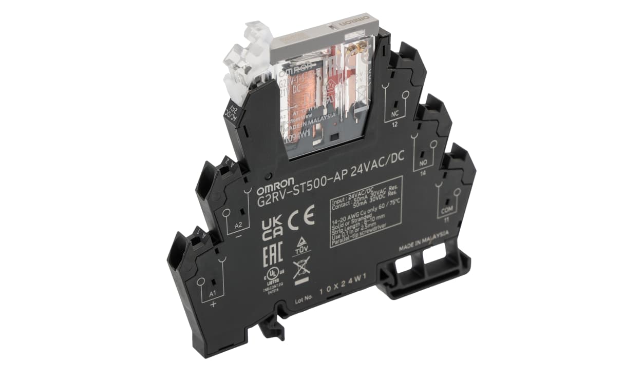 Omron G2RV-ST500-AP 24VAC/DC, G2RV-ST Series Electromechanical Interface Relay, DIN Rail Mount, 24V ac/dc Coil, SPDT, 1-Pole, 50mA Load - generaltechuae