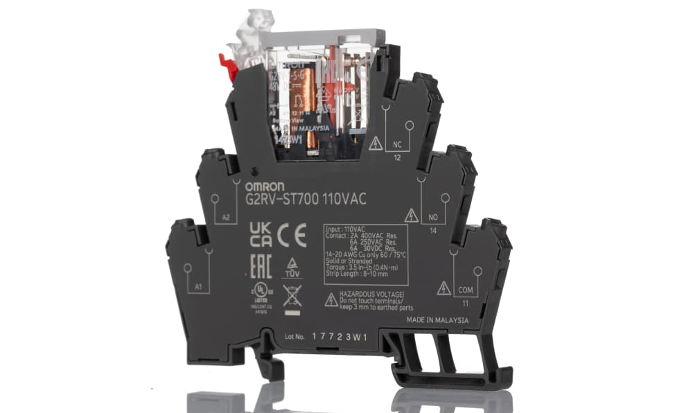 Omron G2RV-ST700 110VAC, G2RV-ST Series Electromechanical Interface Relay, DIN Rail Mount, 110V ac Coil, SPDT, 1-Pole, 6A Load