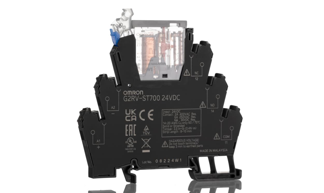 Omron G2RV-ST700 24VDC, G2RV-ST Series Electromechanical Interface Relay, DIN Rail Mount, 24V dc Coil, SPDT, 1-Pole, 6A Load - generaltechuae