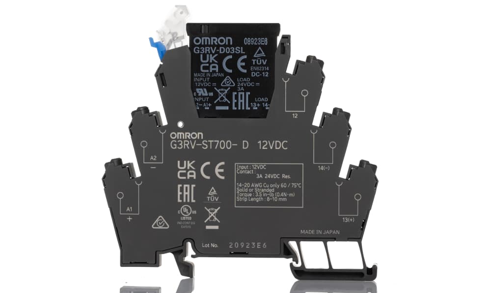 Omron G3RV-ST700-D 12VDC, G3RV-ST Series Solid State Interface Relay, 12 Vdc Control, 3 A Load, DIN Rail Mount
