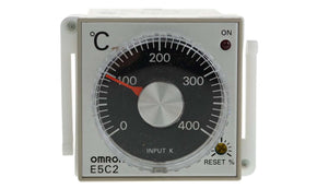 Omron E5C2-R40K 100-240VAC 0-400, E5C2 Panel Mount, Din-Rail Removable Socket On/Off Temperature Controller, 48 x 48 (1/16 DIN)mm 1 Input, 1 Output - generaltechuae