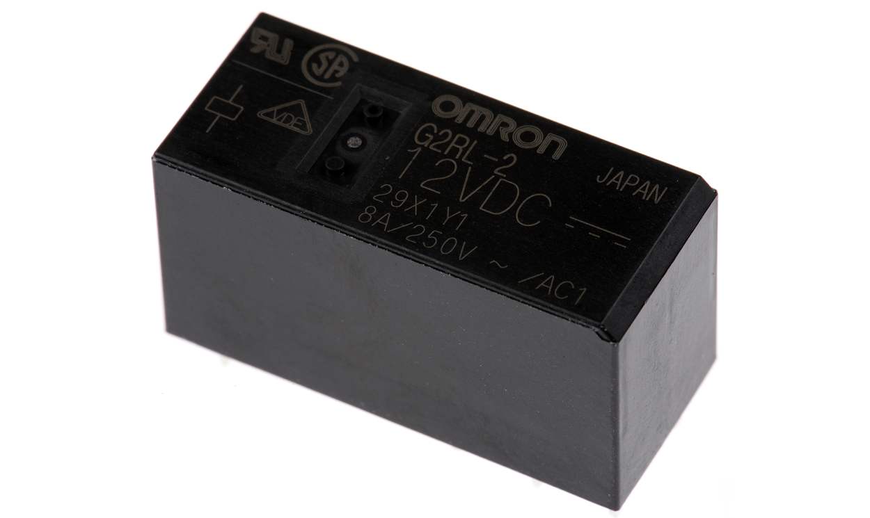 Omron G2RL-2 DC12, PCB Mount Power Relay, 12V dc Coil, 8A Switching Current, DPDT