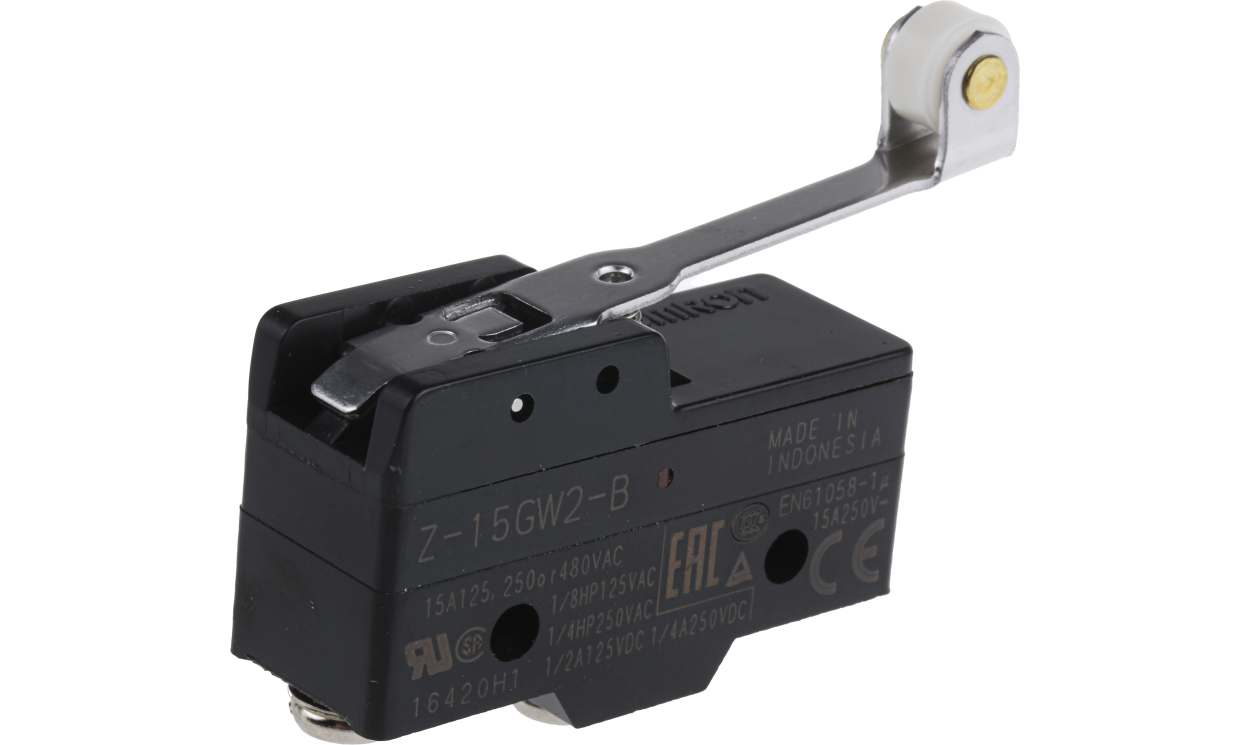 Omron Z-15GW2-B, Z Series Roller Lever Limit Switch, NO/NC, IP00, SPDT, 500V ac Max, 15A Max