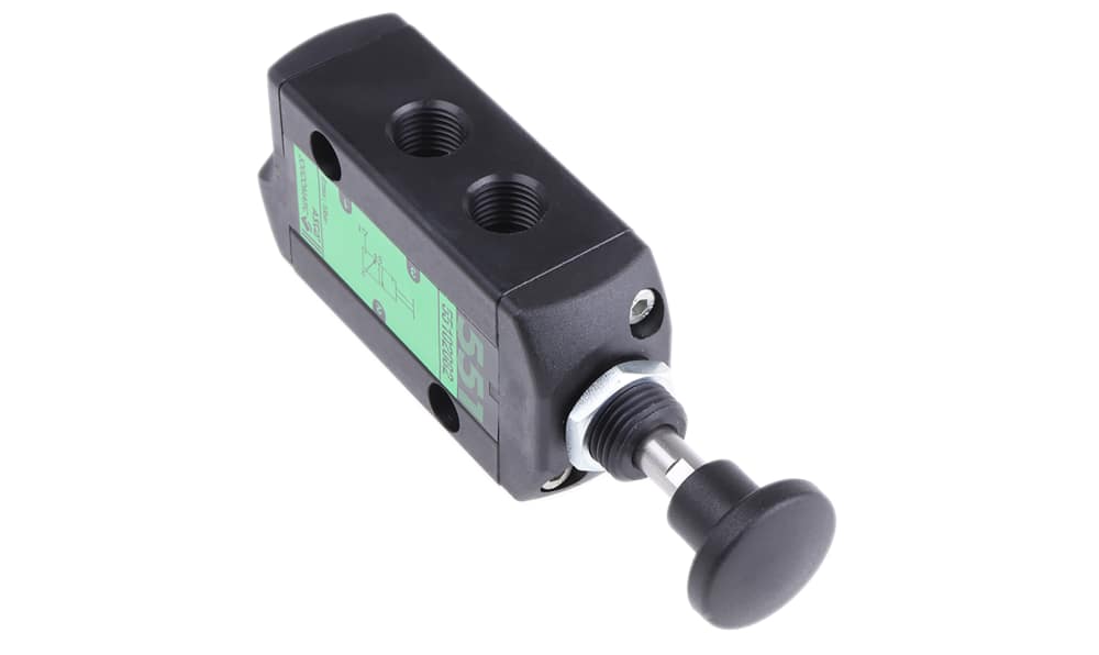 ASCO 55102083, Push Button 3/2 Pneumatic Manual Control Valve 551 Series, G 1/4, 1/4in, III B